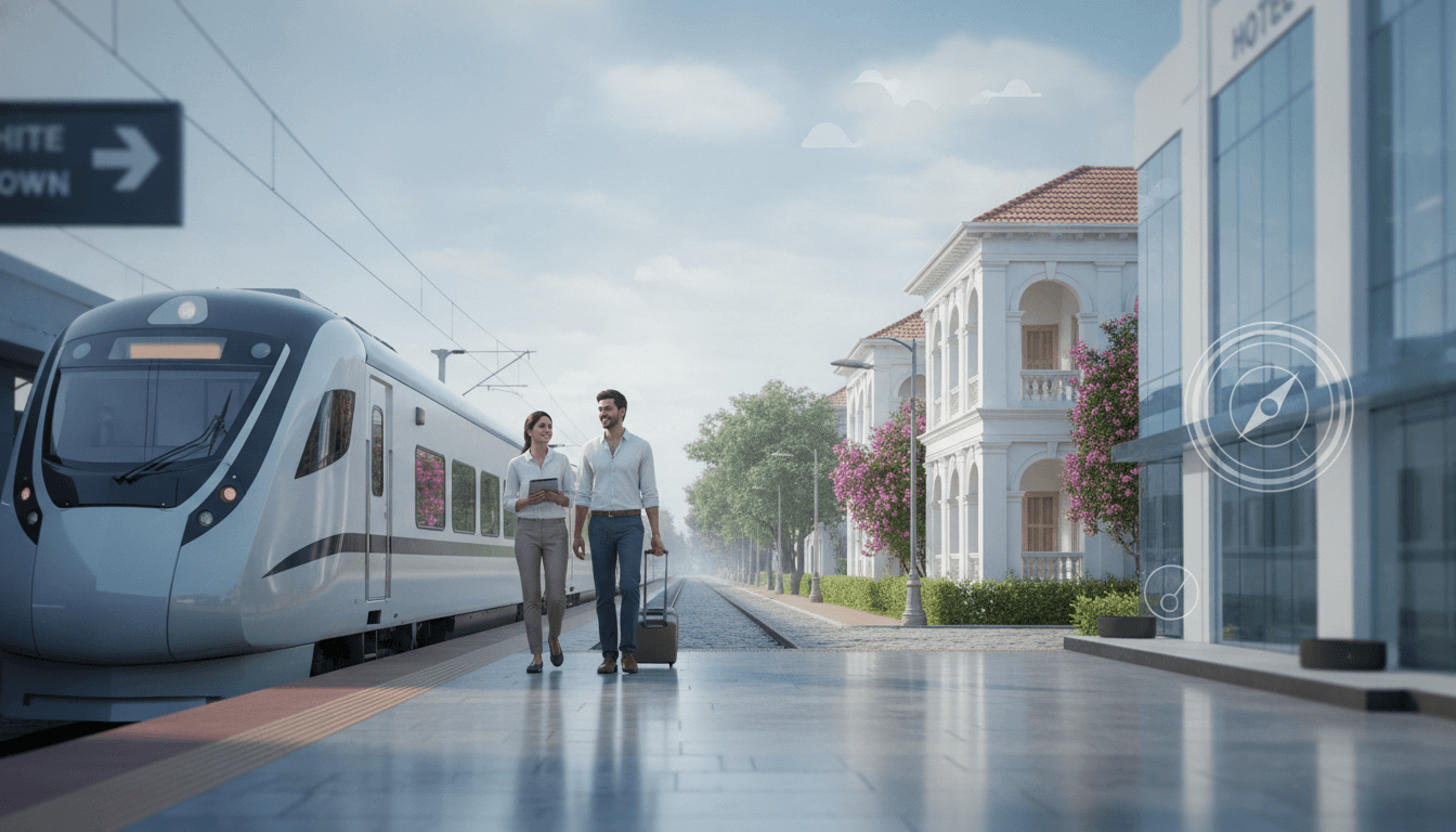 Step Off the Train, Walk 700 m, Check In